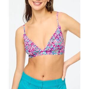 Printed french bikini top with ruffles
